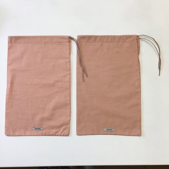 Miu Miu Dust Bags 2 Pieces for Shoes 13.5" x 9" Peach-Tone 100% Cotton - Picture 7 of 13